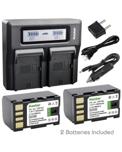 Kastar Fast Dual LCD Charger + 2X Battery for JVC BN-VF815 BN-VF815U and JVC GR-D720 GR-D725 GR-D726 GR-D728 GR-D740 GR-D745 GR-D746 GR-D750 GR-D760 GR-D770 GR-D771 GR-D775 GR-D790 GR-D793 GR-D796