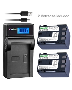 Kastar Battery (X2) & LCD USB Charger for Canon BP-2L12 BP-2L14 BP-2L15 BP-2L24 BP-2L5 NB-2L12 NB-2L14 NB-2L NB-2LH and DC310 DC330 Elura 60 Vixia HG10 HV20 HV30 ZR100 ZR200 ZR300 ZR500 ZR600 ZR800