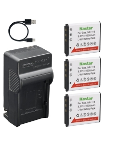 Kastar 3-Pack Battery and AC & USB-C Charger, Compatible with Casio NP-110 NP-160 and JVC BN-VG212, for Exilim EX-ZR10 ZR50 ZR70 Z2000 Z3000 and GZ-V500 VX700 VX815 Cameras