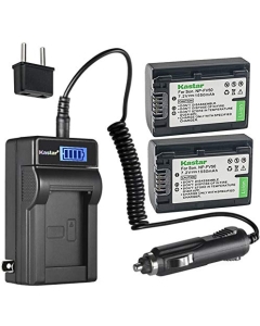 Kastar 2-Pack NP-FV50 Battery and LCD AC Charger Compatible with Sony DCR-SX83, DCR-SX85, DEV-3, DEV-30, DEV-5, DEV-50, DEV-50V, FDR-AX100, FDR-AX100E, FDR-AX700, FDR-AX33, FDR-AX43, FDR-AX53 Cameras