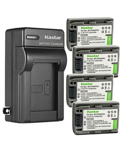 Kastar 4-Pack Battery and AC Wall Charger Replacement for Sony DCR-SR30, DCR-SR40, DCR-SR50, DCR-SR60, DCR-SR70, DCR-SR80, DCR-SR90, DCR-SR100, HDR-HC3, HDR-HC3E, DCR-DVD103, DCR-DVD105, DCR-DVD202