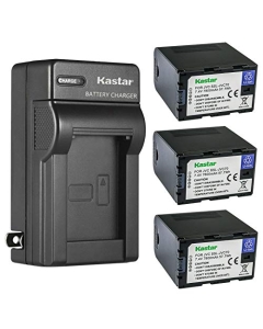 Kastar 3-Pack Battery and AC Wall Charger Replacement for JVC GY-HMQ10, GY-HMQ10E, GY-LS300, GY-LS300CHU, GY-HM200, GY-HM200U, GY-HM200HW, GY-HM200SP, GY-HM200SP Sports, GY-HM250 GY-HM250SP Cameras
