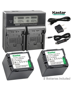 Kastar LCD Dual Smart Fast Charger & 2 x Battery for Panasonic CGR-DU14, CGA-DU14 and PV-GS31, PV-GS33,PV-GS34, PV-GS35, PV-GS39, PV-GS400, PV-GS500, PV-GS50, PV-GS50S, PV-GS55 Digital Camcorder