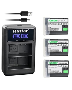 Kastar 3-Pack EN-EL15C Battery and LED2 USB Charger Compatible with Nikon EN-EL15 EN-EL15a EN-EL15b EN-EL15c Battery, MH-25 MH-25a MH-25b Charger, MB-D11 MB-D12 MB-D14 MB-D15 MB-D16 MB-D18 Camera Grip