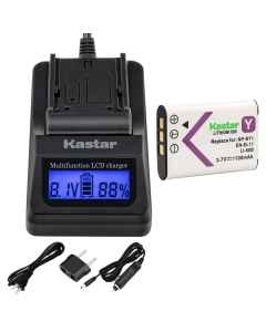 Kastar Fast Charger and Battery Replacement for NP-BY1 EN-EL11 LI-60B DLI-78 DB-L70 DB-80 Sony Action Cam Mini HDR-AZ1 Nikon Coolpix S550 S560 Olympus FE-370 Optio M50 M60 V20 W60 W80