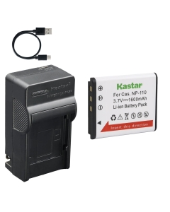 Kastar 1-Pack Battery and AC & USB-C Charger, Compatible with Casio NP-110 NP-160 and JVC BN-VG212, for Exilim EX-ZR10 ZR50 ZR70 Z2000 Z3000 and GZ-V500 VX700 VX815 Cameras