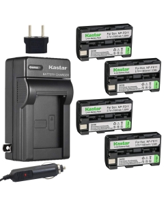 Kastar Battery 4-Pack and Charger for Sony NP-FS11 and CCD-CR1 CCD-CR5 DCR-PC1 DCR-PC2 DCR-PC3 DCR-PC4 DCR-PC5 DCR-TRV1VE Cybershot DSC-F505 DSC-F505V DSC-F55 DSC-F55V DSC-P1 DSC-P20 DSC-P30 DSC-P50
