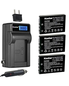 Kastar 3-Pack KLIC-5001 Battery and LCD AC Charger Compatible with Kodak KLIC-5001, K5001, 1054062, 1064062 Battery, Kodak EasyShare Z760 Zoom, EasyShare Z7590, EasyShare Z7590 Zoom Camera
