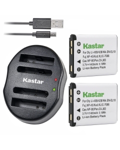 Kastar Battery (X2) & Dual USB Rapid Charger Replacement for FNP-45, EN-EL10, LI-42B LI-40B, KLIC-7006 K7006, NP-80 CNP80, D-Li63, D-Li108, DS-6365 Battery.