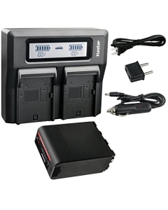 Kastar 1 Pack Battery and LCD Dual Fast Charger Replacement for Sony NP-F990 Pro NP-F970 DSC-CD100 DSC-CD250 DSC-CD400 DSC-D700 DSC-D770 DCR-TR7 DCR-TR7000 DCR-TR7100 DCR-TR8000 DCR-TR8100 DCR-TRU47