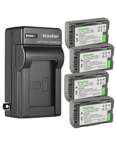 Kastar 4-Pack Battery and AC Wall Charger Replacement for Panasonic CGR-D120, CGR-D120A/1B, CGR-D120E/1B, CGA-D16, CGA-D16A/1B, CGA-D16R, CGA-D16S, CGA-D16SE/1B, CGA-D220, CGA-D220A/1B, CGA-D220E/1B