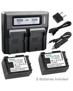 Kastar Fast Dual LCD Charger + 2X Battery for BP-808 BP808 and VIXIA HF10, VIXIA HF11, VIXIA HF20, VIXIA HF21, VIXIA HF100, VIXIA HF200, VIXIA HG20, VIXIA HG21, VIXIA HG30, XA10, XA10 HD