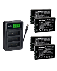 Kastar 4-Pack Battery with LZD3 USB Triple Charger Compatible with Kodak KLIC-5001 Sanyo DB-L50, EasyShare DX7440 DX7590 P850 Z760 Xacti HD1000 HD2000 Wacom Intuos4 PTK-540WL