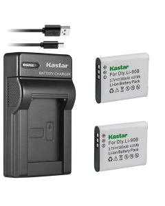 Kastar Battery (X2) & Slim USB Charger for Olympus Li-90B Li-92B and Tough TG-Tracker, SH-1, SH-2, SP-100, SP-100 IHS, SP-100EE, TG-1 iHS, TG-2 iHS, TG-3, TG-4, SH-50 iHS, SH-60, XZ-2 iHS Camera