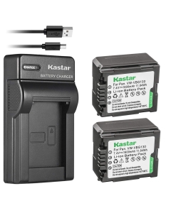 Kastar 2 Battery & Slim USB Charger Replacement for Panasonic VW-VBG070, VW-VBG130, VWVBG260 and SDR-H40, SDR-H80 Series, HDC-HS700, TM700, HS300, TM300, HS250, SD20, HS20, HDC-SDT750 Camcorders etc.