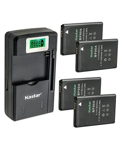 Kastar 4-Pack Battery and LCD USB Charger Compatible with Samsung BP-90A BP90A IA-BP90A Battery, Samsung HMX-E10, HMX-E10WP, HMX-E10BP, HMX-E10OP Digital Cameras