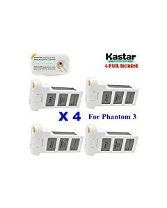 Kastar Intelligent Flight Battery Phantom 3 (4-Pack) High Capacity 4,500 mAh 15.2 V (4 Cells in Serial, 4S)- 24 Minute Flying Time - for The Phantom 3 Professional and Phantom 3 Advance