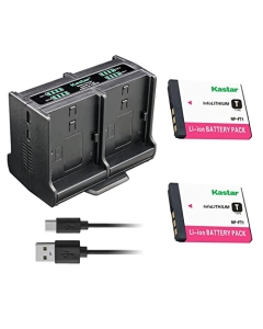 Kastar 2-Pack Battery and Quadruple Charger Compatible with Sony Cyber-Shot DSC-T1, DSC-T3, DSC-T3/B, DSC-T3S, DSC-T5, DSC-T5/B, DSC-T5/N, DSC-T5/R, DSC-T9 Digital Camera