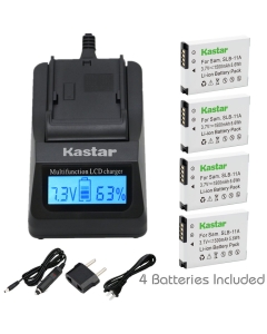 Kastar Fast Charger Kit and Battery (4-Pack) for Samsung SLB-11A and Samsung WB600 WB650 WB700 WB1000 WB2000 CL65 CL80 EX1 HZ25W HZ30W HZ35W HZ50W ST1000 ST5000 ST5500 TL240 TL320 TL350 TL500 Cameras