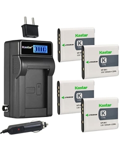Kastar 4-Pack NP-BK1 Battery and LCD AC Charger Compatible with Sony Bloggie MHS-CM5, Bloggie MHS-PM5, Cyber-Shot DSC-S750, Cyber-Shot DSC-S780, Cyber-Shot DSC-S950, Cyber-Shot DSC-S980 Cameras