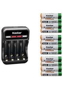 Kastar 12-Pack AAAJ 1.2V 1000mAh Ni-MH Battery and CMH4 Charger Compatible with Two Way Radio Battery Uniden GMR2838-2CK, Remotes Mice, Garden Decorations