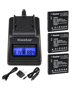 Kastar Charger and Battery 3-Pack for DMW-BCK7 Lumix DMC-FH27 DMC-FP7 DMC-FS22 FS28 FS35 FS37 FS40 FS45 DMC-FT25 DMC-FX77 FX78 FX80 FX90 DMC-S1 S2 S3 S5 DMC-SZ1 SZ5 SZ7 DMC-TS20 SZ25
