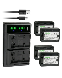 Kastar 4-Pack VW-VBK180 Battery and LTD2 USB Charger Replacement for Panasonic VW-VBK180 VW-VBK360, VW-VBL090 VW-VBL090PPK Battery, Panasonic SDR-T71K, SDR-T76, SDR-T76K, SDR-T95 Camera