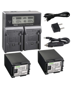 Kastar LCD Dual Fast Charger & 2 x Battery for Canon BP-827 and VIXIA HF G10, G20, M30, M31, M32, M40, M41, S10, S11, S20, S21, S30, S100, S200, HF20, HF21, HF100, HF100, HF200, HG20, HG21, XA10