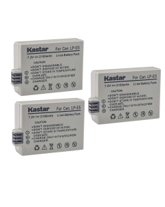 Kastar Battery (3-Pack) for LP-E5, LC-E5E Work with Canon EOS 450D, 500D, 1000D, Kiss F, Kiss X2, Kiss X3, Rebel XS, Rebel XSi, Rebel T1i Digital Cameras