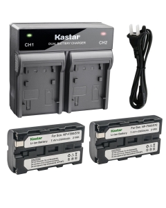 Kastar 2X Battery + Fast Dual Charger Replacement for Sony NP-F330 NP-F530 NP-F570 Battery, CCD-RV200 HVR-V1J HVR-V1U HVR-Z7U HXR-NX5U Camera, CN-160 CN126 CN-216 CN-304 YN 300 VL600 LED Video Light