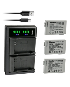 Kastar 3-Pack Battery and LTD2 USB Charger Replacement for Canon DC220, DC230, iViS DC22, iViS DC50, iViS DC200, Elura 100, FVM300, IXY DVS1, MVX1Si, MVX430, MVX450, MVX460, Optura S1, VIXIA HR10