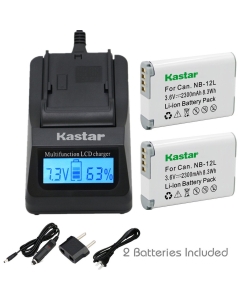 [Fully Decoded] Kastar NB-12L Battery (2-Pack) and Ultra Fast Charger Kit for Canon NB-12L Work for Canon PowerShot G1 X Mark II, Canon PowerShot N101, Canon VIXIA Mini X (LEGRIA Mini X) Cameras