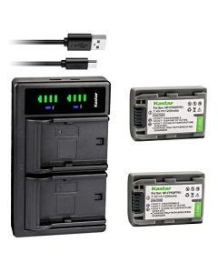 Kastar 2Pcs Battery and Charger Replacement for Sony NP-FP30 NP-FP50 NP-FP70 NP-FP90 DCR-DVD105 DCR-DVD202 DCR-DVD203 DCR-DVD205 DCR-DVD305 DCR-DVD403 DCR-DVD405 DCR-DVD505 DCR-DVD92 DCR-SR80 HDR-HC3