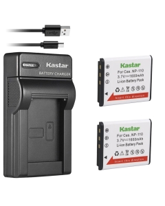 Kastar Battery (X2) & Slim USB Charger for Cas NP-110 NP-160 JVC BN-VG212 BN-VG212U and Cas Exilim EX Series, JVC GZ-V500 GZ-V500BEU GZ-V500BU GZ-V500BUS GZ-V515BEU GZ-V675 GZ-V570 GZ-V590 GZ-V700