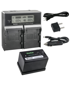 Kastar 1-Pack BP-A30 Battery and AC LCD Dual Fast Charger Compatible with BP-A Series BP-A30 BP-A60 BP-A65 BP-A90 US 0870C002 Battery, CG-A10 CG-A20 Charger