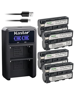Kastar 4-Pack NP-F570 Battery and LED2 USB Charger Compatible with CCD-TRV41 CCD-TRV43 CCD-TRV45 CCD-TRV46 CCD-TRV47 CCD-TRV48 CCD-TRV49 CCD-TRV51 CCD-TRV510 CCD-TRV517 CCD-TRV54 CCD-TRV55 Camera