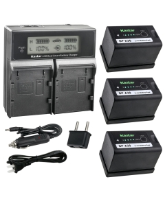 Kastar 3-Pack BP-A30 Battery and AC LCD Dual Fast Charger Compatible with BP-A Series BP-A30 BP-A60 BP-A65 BP-A90 US 0870C002 Battery, CG-A10 CG-A20 Charger