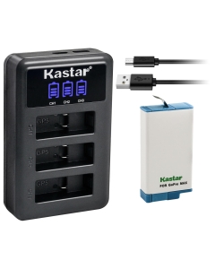 Kastar 1 Pack Battery and LCD Triple USB Charger Compatible with GoPro Max SPCC1B, ACDBD-001 ACBAT-001 ACCBAT-001, CHDHZ-201 CHDHZ201 Battery, GoPro MAX 360 Waterproof Degree 5.6K Action Camera