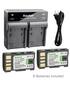 Kastar 2X Battery + Fast Dual Charger for JVC BN-VF808 BN-VF808U GZ-MG134 GZ-MG135 GZ-MG148 GZ-MG150 GZ-MG155 GZ-MG157 GZ-MG175 GZ-MG177 GZ-MG230 GZ-MG255 GZ-MG275 GZ-MG330 GZ-MG335 GZ-MG340 GZ-MG360