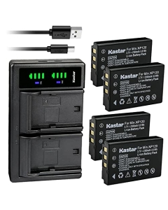 Kastar 4-Pack Battery and LTD2 USB Charger Compatible with Minolta NP-120 Battery, MN80NV, MN88NV, MN90NV, MN200NV, MN220NV 1080p Full HD, MN4K40NV 4K Ultra HD / 30 MP IR Night Vision Camcorder