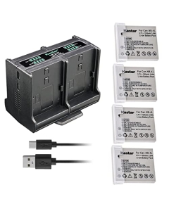 Kastar 4-Pack Battery and Quadruple Charger Compatible with Canon IXY Digital 10, 40, 45, 50, 55, 60, 70, 80, 90, L3, L4, Wireless, Digital IXUS i Zoom, i7 Zoom Digital Camera