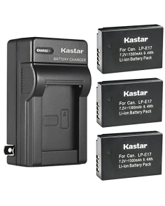 Kastar 3-Pack Battery and AC Wall Charger Replacement for Canon LP-E17 LPE17, 9967B02 Battery, Canon EOS R8, EOS R50, EOS R100 Mirrorless Camera, Canon BG-E18, BG-E18 IR Battery Grip