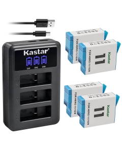 Kastar 4-Pack Battery and LCD Triple USB Charger Compatible with GoPro HERO12 Hero 12 Black Action Camera, HERO11 HERO10 HERO9 Camera, GoPro ADDBD-212 ADBAT-001 ADDBD-001 Battery