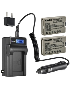 Kastar 2-Pack BP-110 Fully Decoded Battery and LCD AC Charger Compatible with Canon VIXIA HF R20 HFR20, VIXIA HF R20 Red, VIXIA HF R20 Silver, VIXIA HF R200 HFR200, VIXIA HF R21 HFR21 Camera