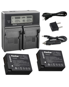 Kastar LCD Dual Fast Charger & 2 x Battery Replacement for Panasonic DMW-BLC12, DMW-BLC12E, DMW-BLC12PP and Panasonic Lumix DMC-FZ200, DMC-FZ1000, DMC-G5, DMC-G6, DMC-GH2 Digital Cameras