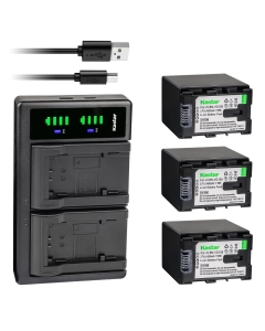 Kastar 3-Pack Battery + LTD2 Dual USB Charger Compatible with JVC AA-VG1U AA-VG1US AA-VG1EUM AA-VG1USM GZ-E10 GZ-E100 GZ-E180 GZ-E200 GZ-E200AU GZ-E200BU GZ-E200RU GZ-E205 GZ-E220 GZ-E225 GZ-E245
