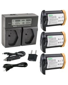 Kastar 3-Pack LPE4 Battery 11.1V 4400mAh and AC LCD Dual Fast Charger Compatible with Canon LP-E4 LPE4, US 5751B002 Battery, Canon LC-E4 LC-E4N Charger, Canon EOS 1D Mark IV, Mark 4 Camera