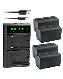 Kastar 4-Pack NP-F750 / NP-F770 Battery and LTD2 USB Charger Compatible with Neewer P280 CRI97+ RGB, RGB176 CRI95+, RGB190 CRI97+ APP Control, RGB450, RGB480, RGB530 Led Video Light