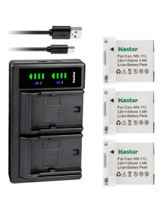 Kastar 3-Pack NB-11L Battery and LTD2 USB Charger Replacement for Canon IXUS 135, IXUS 137, IXUS 140, IXUS 145, IXUS 147, IXUS 150, IXUS 155, IXUS 157, IXUS 160, IXUS 165, IXUS 170, IXUS 172, IXUS 175