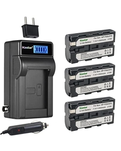 Kastar 3-Pack NP-F570 Battery and LCD AC Charger Compatible with DCR-VX2000 DCR-VX2000E DCR-VX2001 DCR-VX2100 DCR-VX2100E DCR-VX700 DCR-VX9 DCR-VX9000 DSR-DU1 DSR-200 DSR-PD100 DSR-PD150